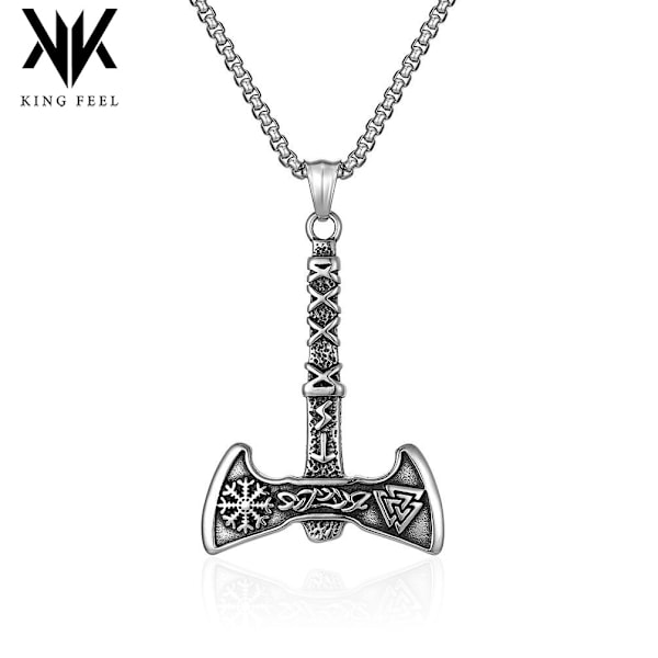 Retro Nordisk stil Viking yxa titan stål hänge e-handel herr halsband smycken leverans Black single pendant