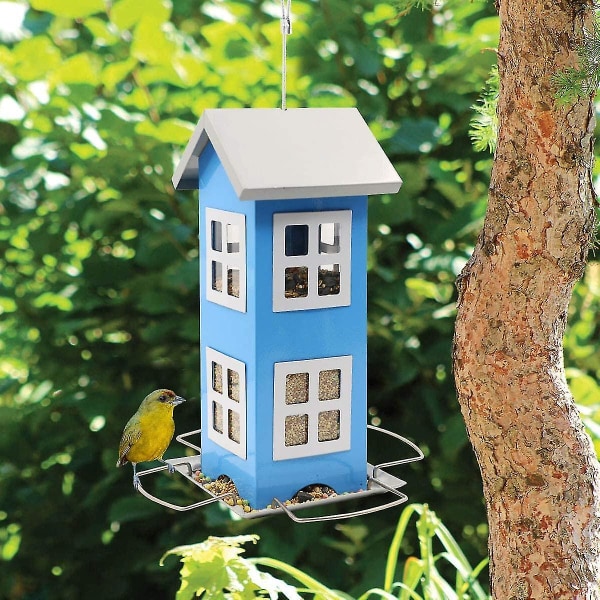Fågelhusmatare för utomhusbruk,hängande fågelmatare Väderbeständig lanthusdesign för enkel rengöring och påfyllning, levereras med krok att hänga på träd, stolpar