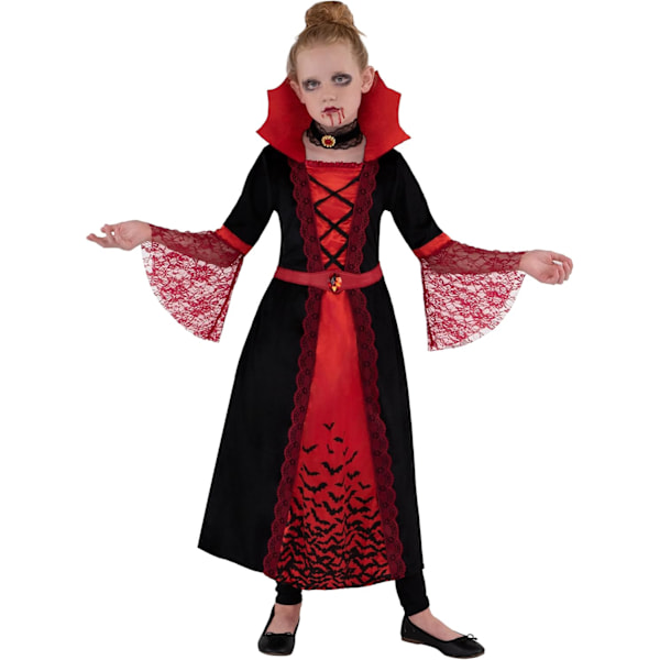 Spøgelsesagtig kostume gotisk vampyrkostume til piger, victoriansk vampyrdronningekappe, ædel middelalderlig dronning halloweenkostume M