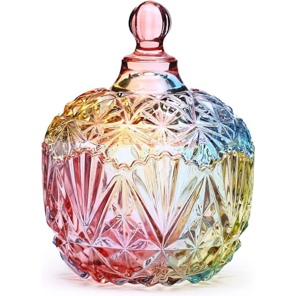 1 st färgglad glasburk med lock Godiskakaburk Smyckeskrin Bufféburk Kexbehållare (750ml / 26oz)