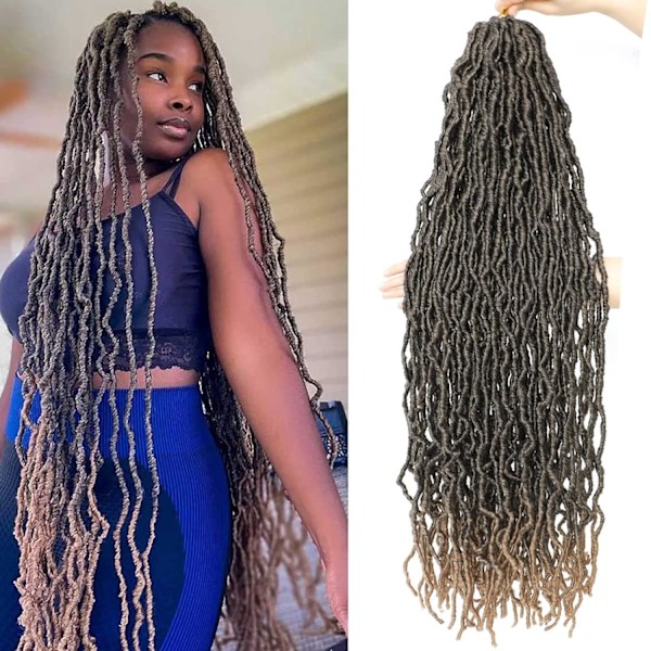 Faux Locs Crochet Hair For Women Soft Locs 36 Inch 5 Packs Crochet Faux Locs For Butterfly Locs Crochet Hair Pre Looped Curly Wavy Goddess Locs(1B/27)