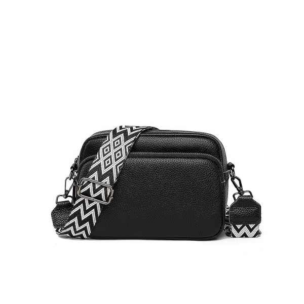 crossbody-väska Liten axelväska i läder dam med dragkedja svart