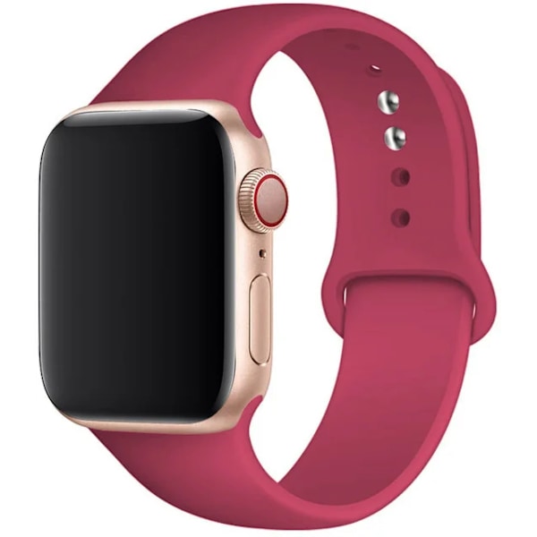 Silikoniranneke Apple Watchille 45mm 44mm 42mm 49mm 41mm 40mm 38mm correa armband iwatch Series 8 7 9 SE 4 3 5 Ultra 6 Granaattiomena Pomegranate 38 40 41 mm M-L