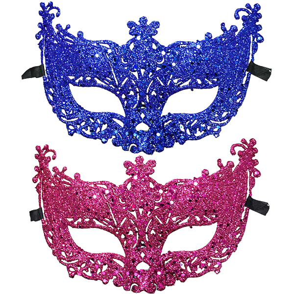 Lyxmask – Damernas fantastiska maskeradmask –– blå + rosaröd