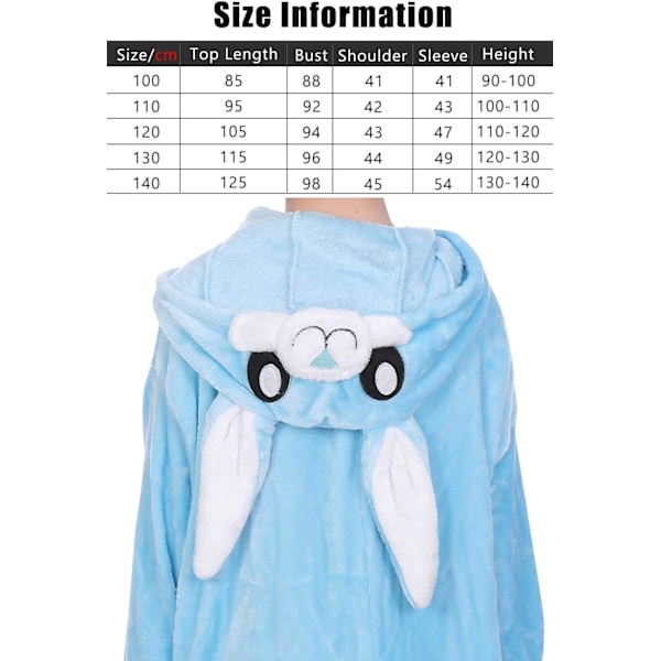 Barn/Unisex Fancy Dress Djurdräkt Onesie Pyjamas Jumpsuit Cosplay Kigurumi Jul Halloween Maskerad blåskalmabbit 110