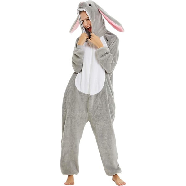 Vuxen Unisex Jumpsuits Kostym Djurkostym Dräkt Kick Suit Nattklänning Pyjamas Huvtröja Nattkläder Cosplay Cartoon Kigurumi Karneval Jul Halloween B-hase L