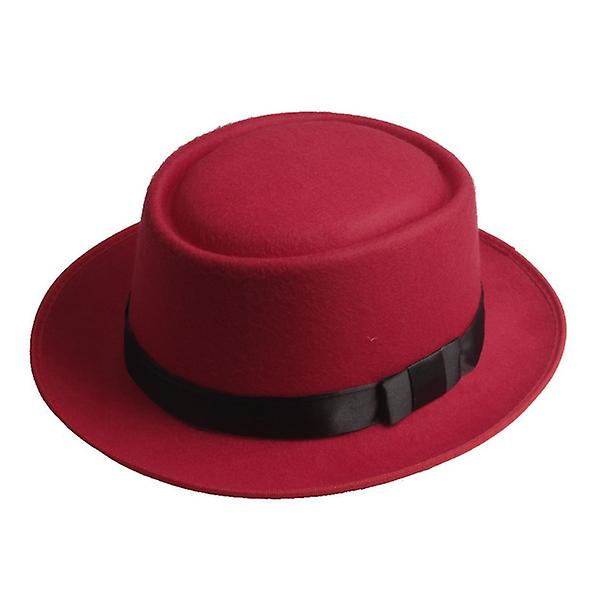 Retro Svart Gentleman's Hat Korean Version British Flat Top Flat Br?tte Top Hat 1286, Top Hat, R?d
