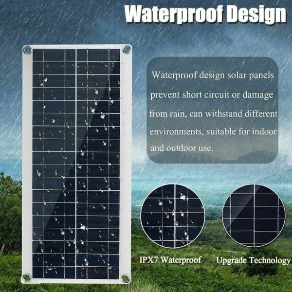 300W 12V solcellepanel, solcellepanelsett, batteriladersett med 60A solcellelader for bobil, yacht, utendørs, hage, belysning