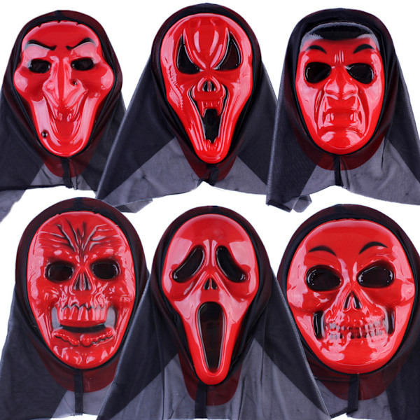 Halloween Retro Mask Spöke Festival Maskeradfest Horror Skräck Skalle Antik Helansikte Skrikande Mask Red no amount