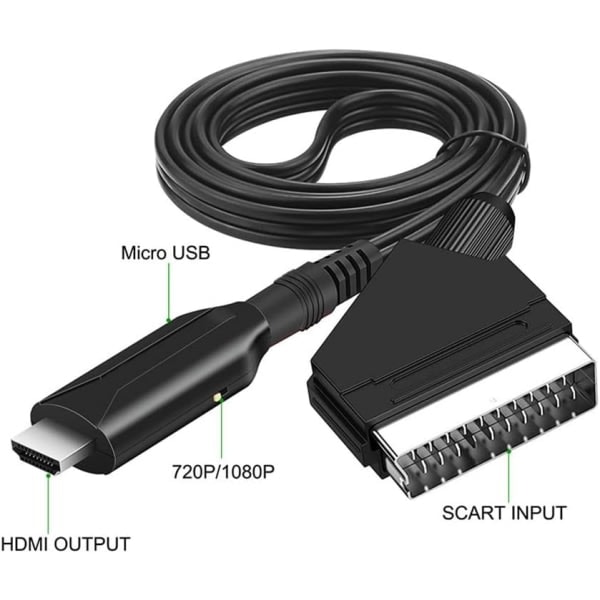 Scart-HDMI-muunnin, all-in-one SCART-HDMI-sovitin, 1080P