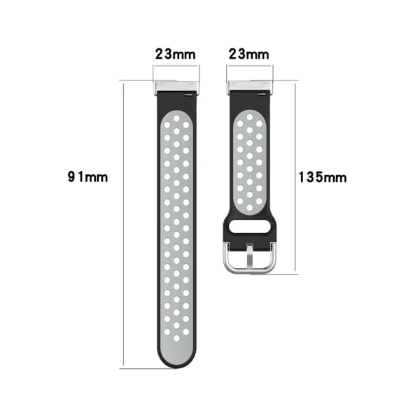 Mjukt silikonklocka Watch ?f?rgat ers?ttningsband med vitt svart metallsp?nne f?r Fitbit Versa3 / Fitbit Sense Watch Repair Parts vit svart