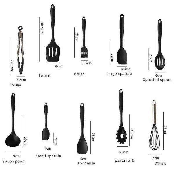 Silikon Köksredskap Matlagningsskedar Köksprylar 10 st Set Köksredskap Grillverktyg