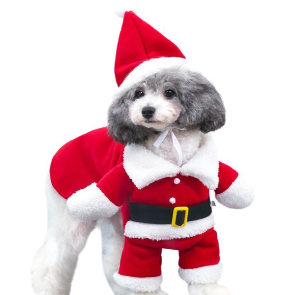 Pet Dog Julkl?der Jultomten Hund Kostym M Cherry