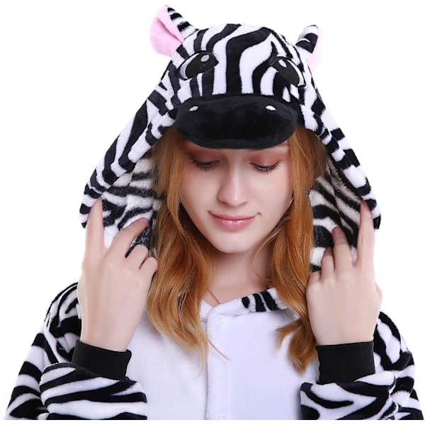 Voksen Unisex Jumpsuits Kostume Dyrekostume Dragt Kick Suit Natkjole Pyjamas Hætte Natbeklædning Cosplay Tegneserie Kigurumi Karneval Jul Halloween Zabra L