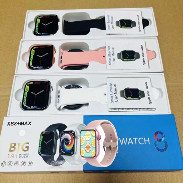 XS8 MAX IWO Series 8 Smart Watch Bluetooth Call Heart Rate svart körsbär