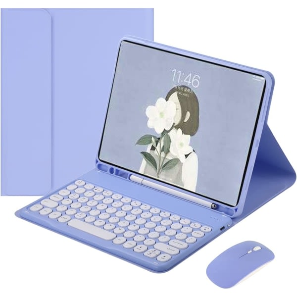 iPad fodral med tangentbord,trådlöst tangentbord Lila iPad7/iPad8/iPad9/Air3/Pro10.5