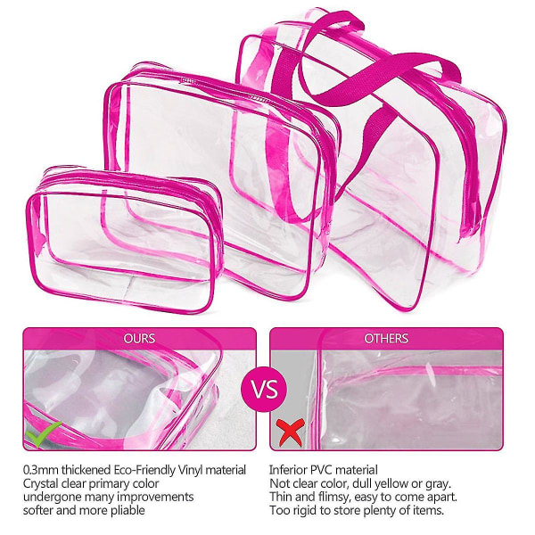 3st kristallklar kosmetisk väska Tsa Air Travel set