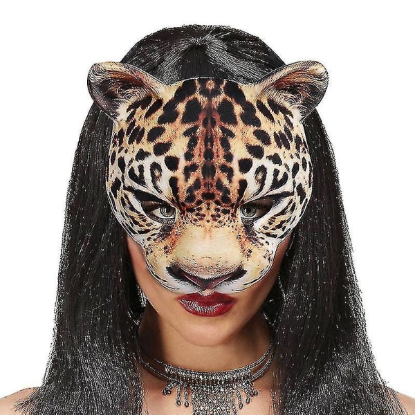 Halvmask Leopard One Size, Realistiskt print på polyester/eva, Resår, Karneval, Halloween, Klänning, Temafest, Kostym, Teater, Fancy Dr