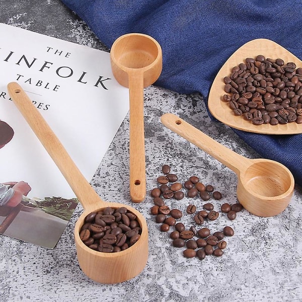 Kryddsked Multifunktionell långhandtag trä hushålls kaffeskopa för kök
