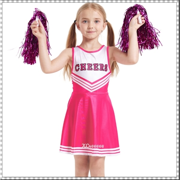 Cheerleading Kostumer til Børn - Børnehave, Pigebabyer, Sceneoptræden, Skole Cheerleading Kostumer 粉色+啦啦花 身高110cm