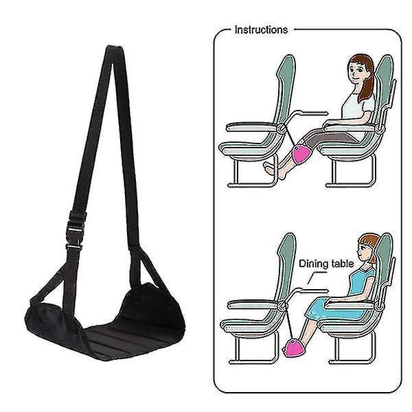 Memory Foam Airplane Footrest, Portable Travel Footrest, Adjustable Height, Hammock, Black