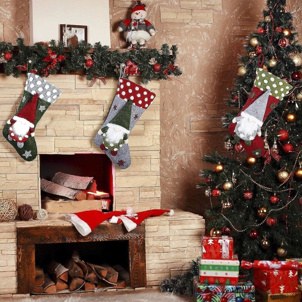 1 paket juldekorationsstrumpor 20 tum Stora julstrumpor Väskor Haningdekoration Stor kapacitet Julsocka Presentförpackning till julgran