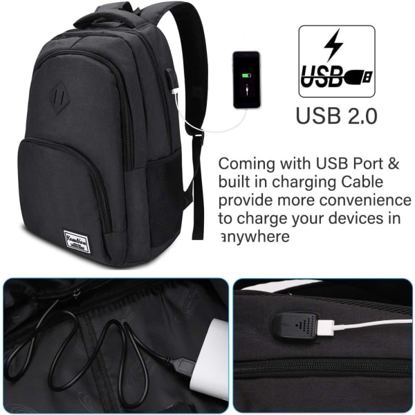 Enkel och lätt ryggsäck med USB port Laddningsdatakabel