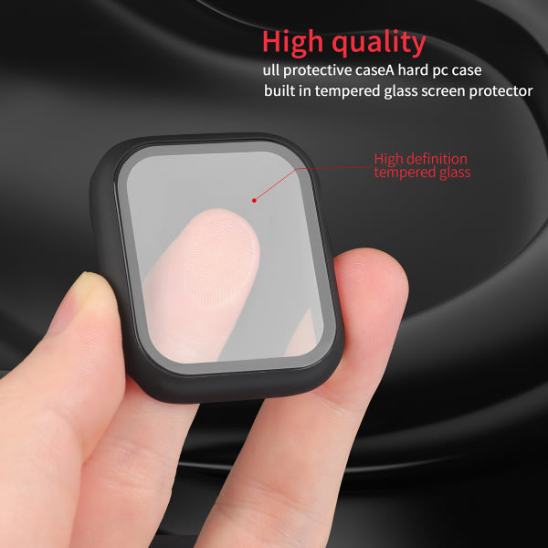 10 st svart h?rt case f?r Apple Watch Series 6/SE/Series 5/Series 4 med 40 mm sk?rmskydd av h?rdat glas, 360° runtom skyddande cover Ultra