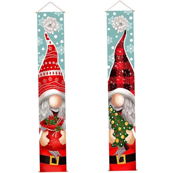 Christmas Santa Claus Banners Snowman Hanging Couplet Xmas Decoration for Yard 1 Pair Style Home Decor