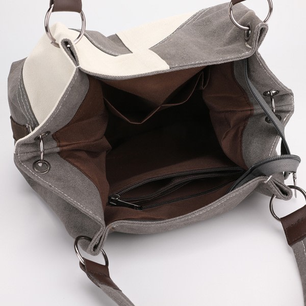 Väskor för kvinnor,Stora handväskor Canvas Axelväska Dam Vintage Tote Bag Crossbody Bag för skolarbete Daglig användning med avtagbar axelrem
