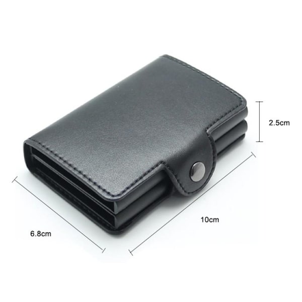 Dobbelt Tyverisikret Tegnebog RFID-NFC Sikker POP UP Kort Holder Sort Black Svart - 12st Kort