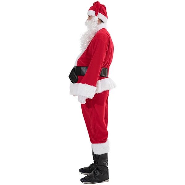 Jultomte kostym 7 delar komplett juldräkt för vuxen Cosplay Jultomte kostym plus tomte plus santa xl puls (180-195cm)