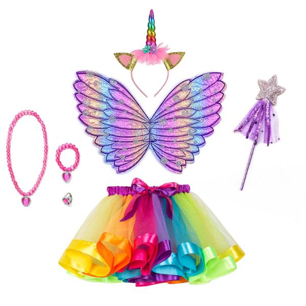 7 st Little Girl Flower Fairy Butterfly Wings Back Ornament color5 Cherry