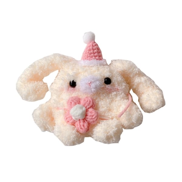 S?t lurvig tecknad handgjord stickad rosa kanin kanin djurplysch