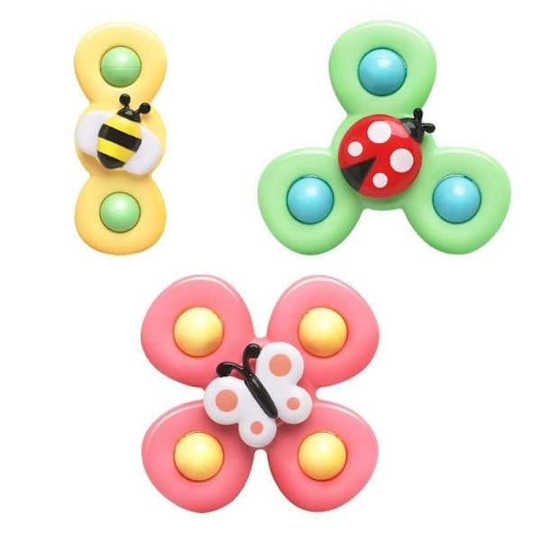 3 stk. Baby Sugkopp Spinner Leke Fidget Spinner Badeleker Multicolor multifärg