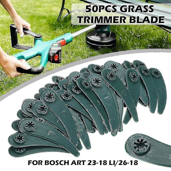 50x Gresstrimmer Trimmer Plastbladsett for Bosch Art23-18li Art26-18li