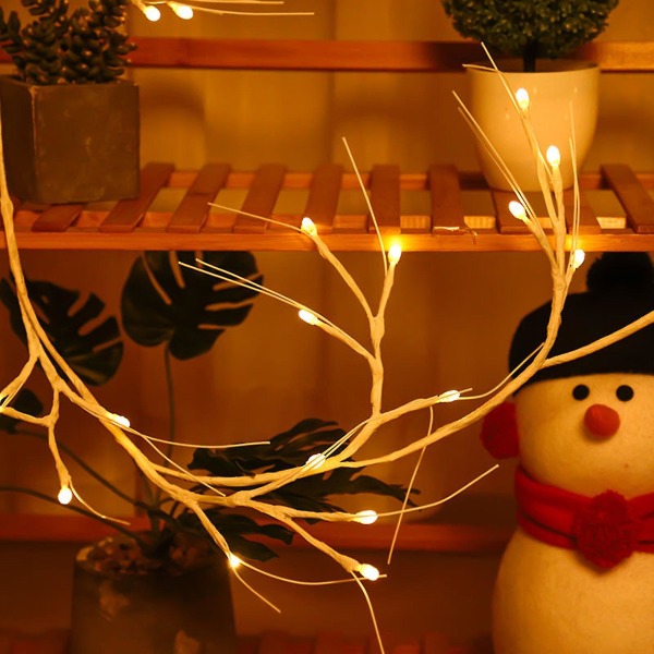 White Garland Lights 6ft Led Lighted Twig Vine Plug In för jul öppen spis inomhus utomhusbruk
