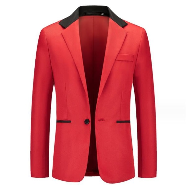 Single Breasted Casual Suit Jacka f?rm?n Red L Cherry