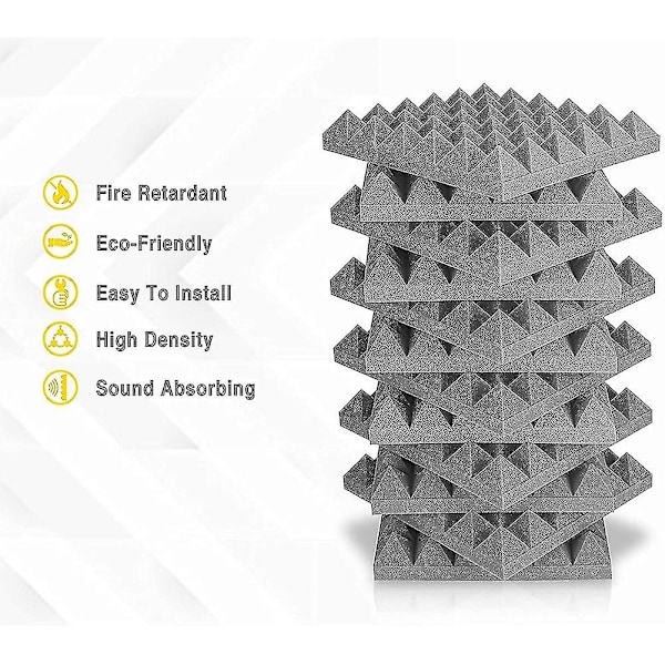 12 st Akustisk skum pyramid flamskyddande ljudabsorberande svamp ljudisolering bomull för inspelningsstudior kontor