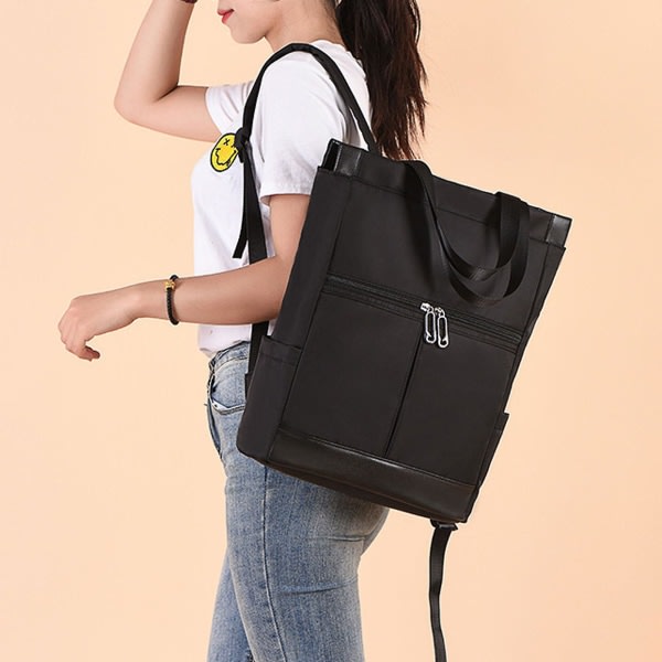 Kvinnor Cabriolet Tote Daypack Laptop Ryggs?ck College School Travel Casual Bag Black