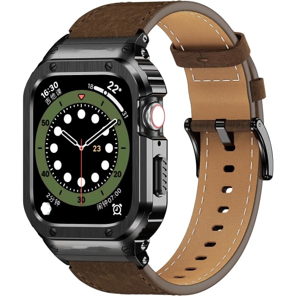 Case med watch kompatibel Brun/Svart 45mm (serie 8/7)