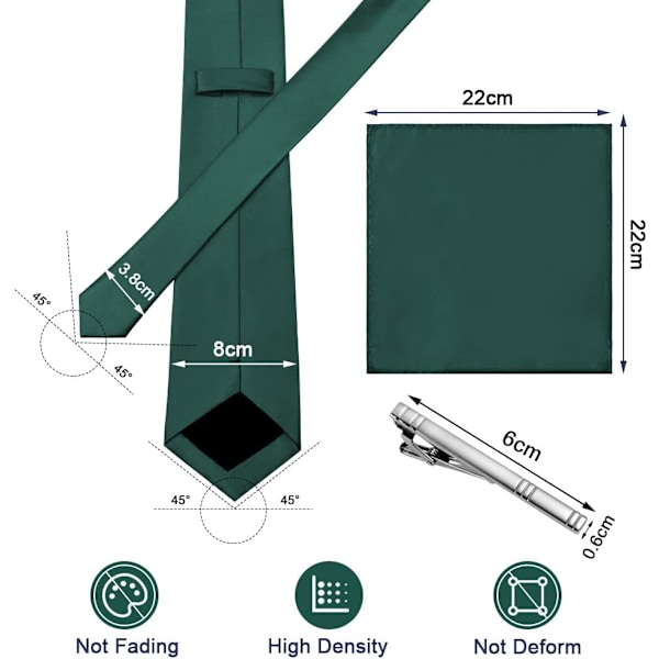 Prinsessekjole med 6 tilbehør for jenter, perfekt for fester og Halloween 3PCS-Dark Green