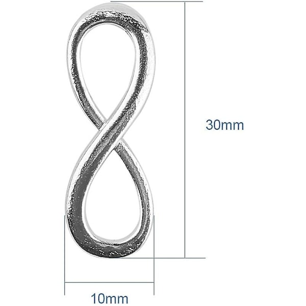 Elite 20 kpl seosyhdistimiä, One Direction -infiniittisymboli, linkkiliittimet, riipukset, 30x10x2mm, DIY-rannekoru, kaulakoru, korujenvalmistustarvikkeet, hopea