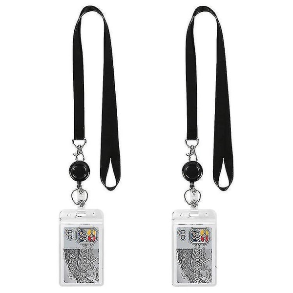 Pt 2 st Plast ID-kortshållare, märkeshållare med utdragbart band, vertikal märkeshållare med halsband, för utställningsskolanställd Busine