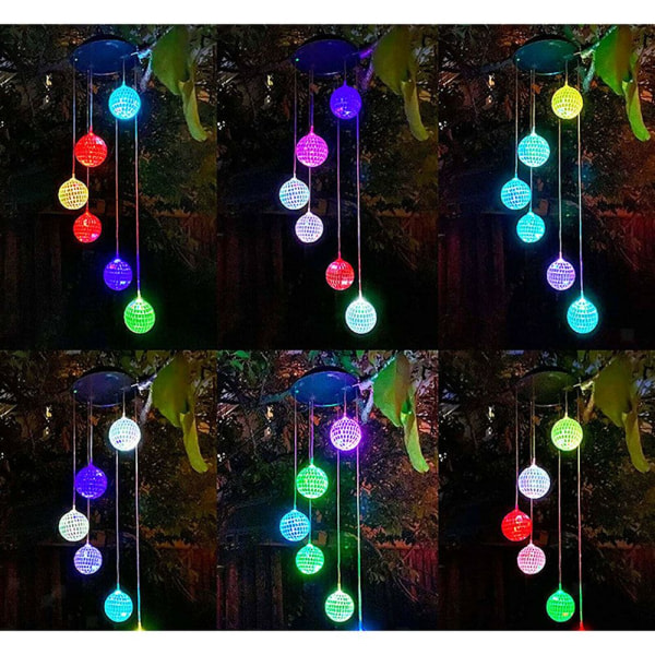 H?ngande LED Solar Wind Chimes Lights Mirror Ball