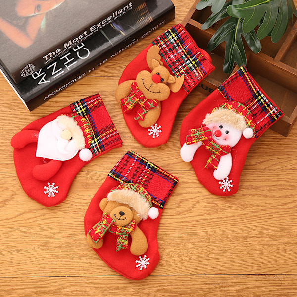 Julegaver Strømper Gaveposer Julescene Vindudekorasjon Små anheng Julepynt Barnegodteriposer Medium linen socks [Bear 22*16]