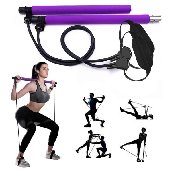 Pilates Bar Set med Resistance Band, Portable Yoga Bar