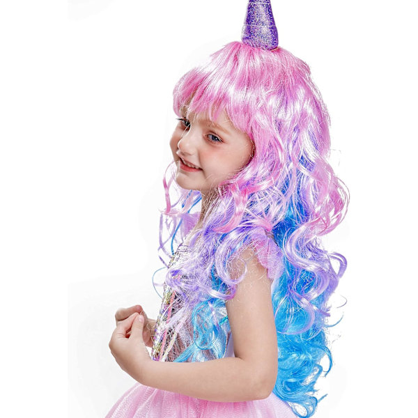 Unicorn Jente Halloween Kostyme Sett for Barn Blå 4-6 år