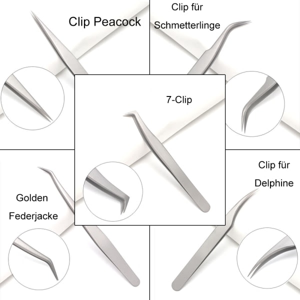 Professionell ?gonfranspincett Set med 2 ?gonfranspincett i rostfritt st?lf?r ?gonfransf?rl?ngning och nageldesign