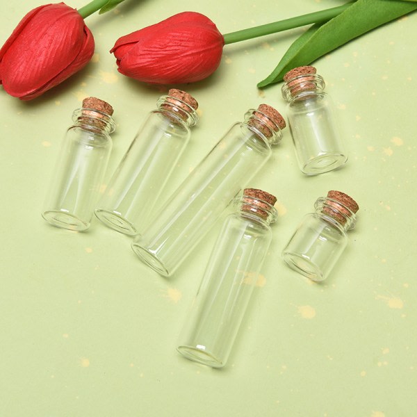 10 st Mini glasflaskor med korkpropp genomskinlig flaska 8ml-10st Cherry